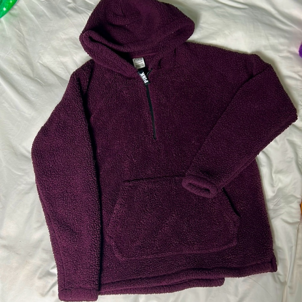 Dark purple fluffy Sherpa sweater